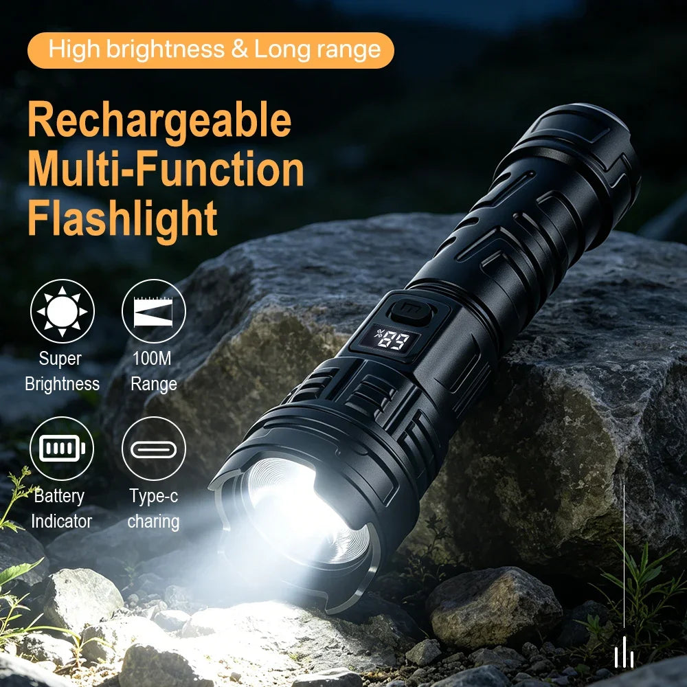 BORUiT Rechargeable Zoom LED Tactical Flashlight