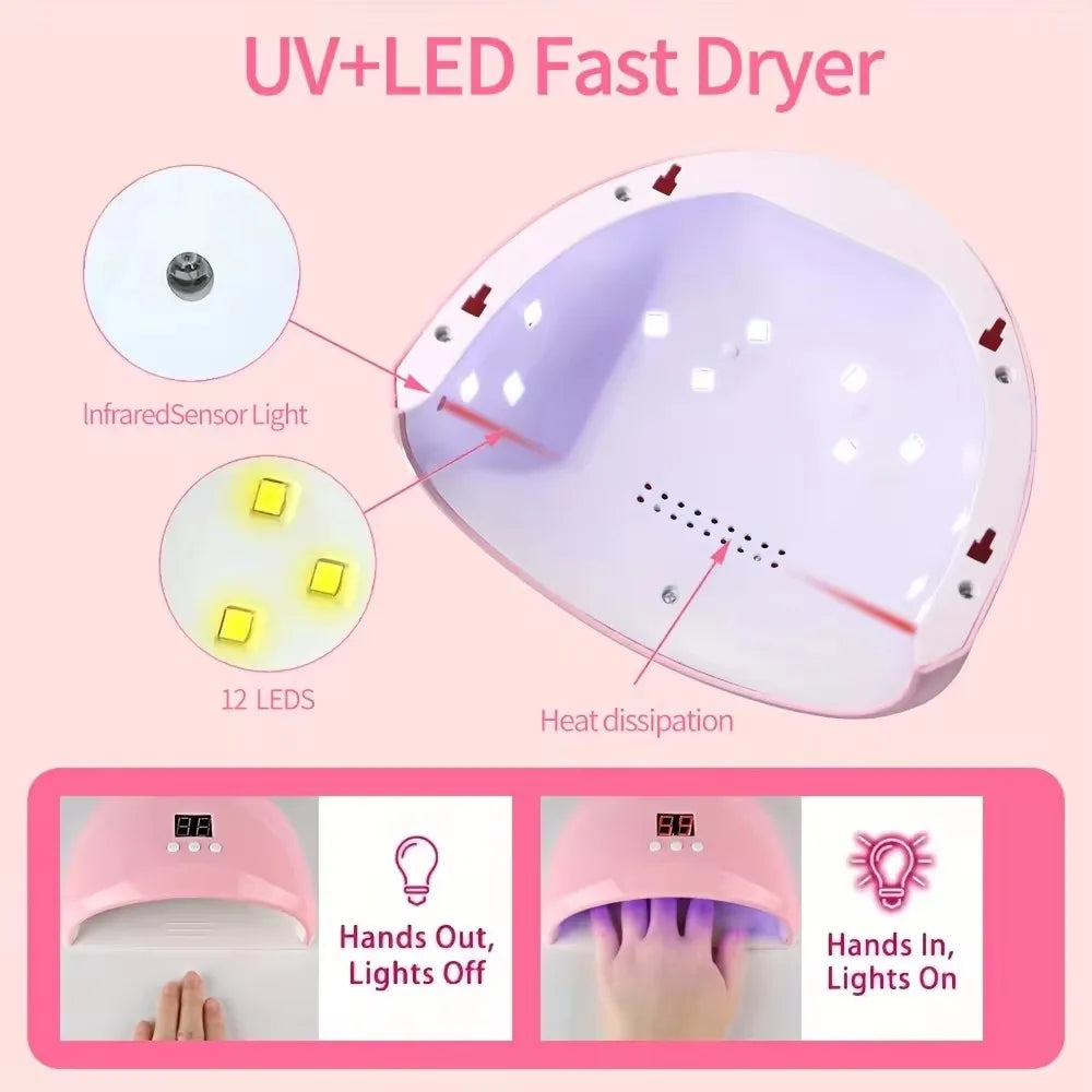 LINMANDA Electric Nail Drill & UV Lamp Starter Kit
