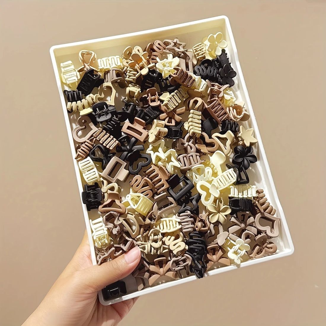Mini Hair Clips for Girls – Beige Mixed Pack