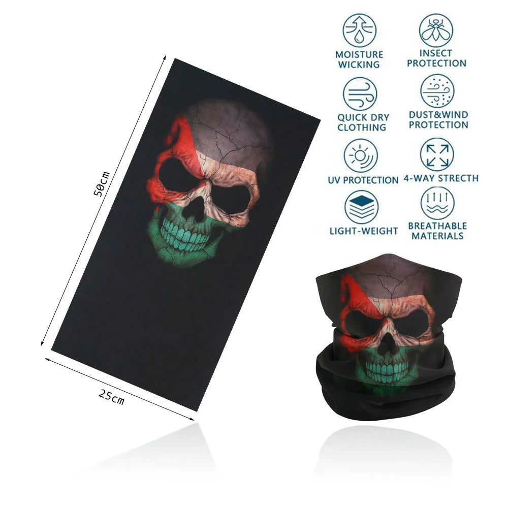 Skull Face Bandana for Cycling Hiking Fishing UV Protection Quickdry Neck Gaiter Men Women Skeleton Printing Headscarf Balaclava