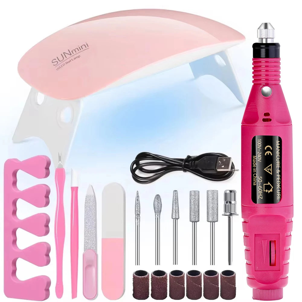 LINMANDA Electric Nail Drill & UV Lamp Starter Kit