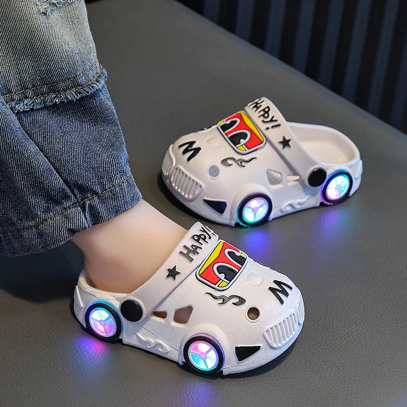 Light-Up Car Wheel Slippers for Kids