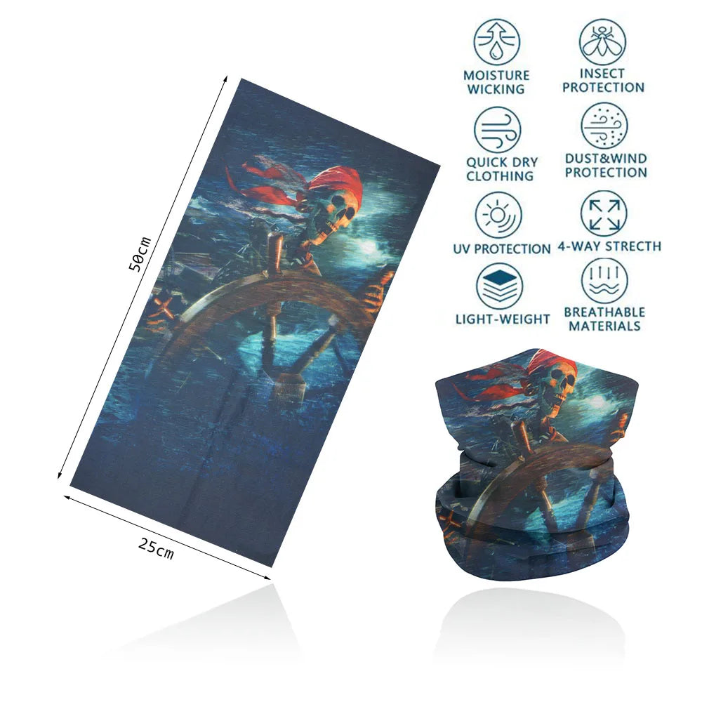 Skull Face Bandana for Cycling Hiking Fishing UV Protection Quickdry Neck Gaiter Men Women Skeleton Printing Headscarf Balaclava