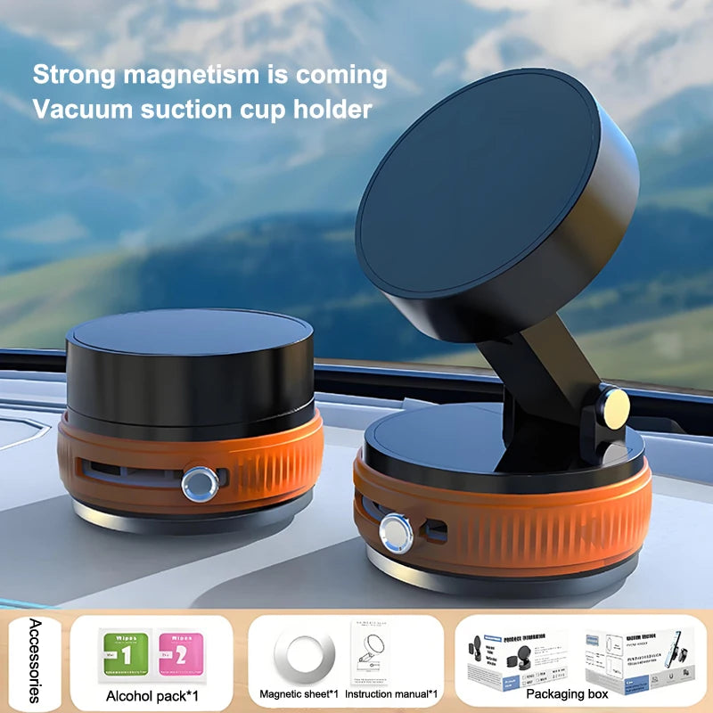 360° Magnetic Vacuum Phone Mount – Car & Desk