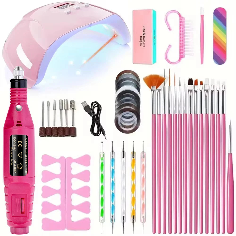LINMANDA Electric Nail Drill & UV Lamp Starter Kit