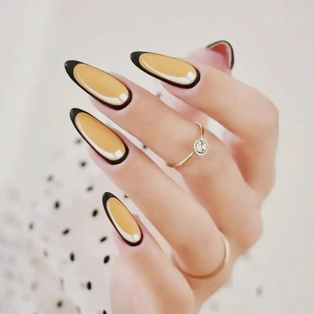 French Almond Press-On Nails – 24Pcs Full Cover Set