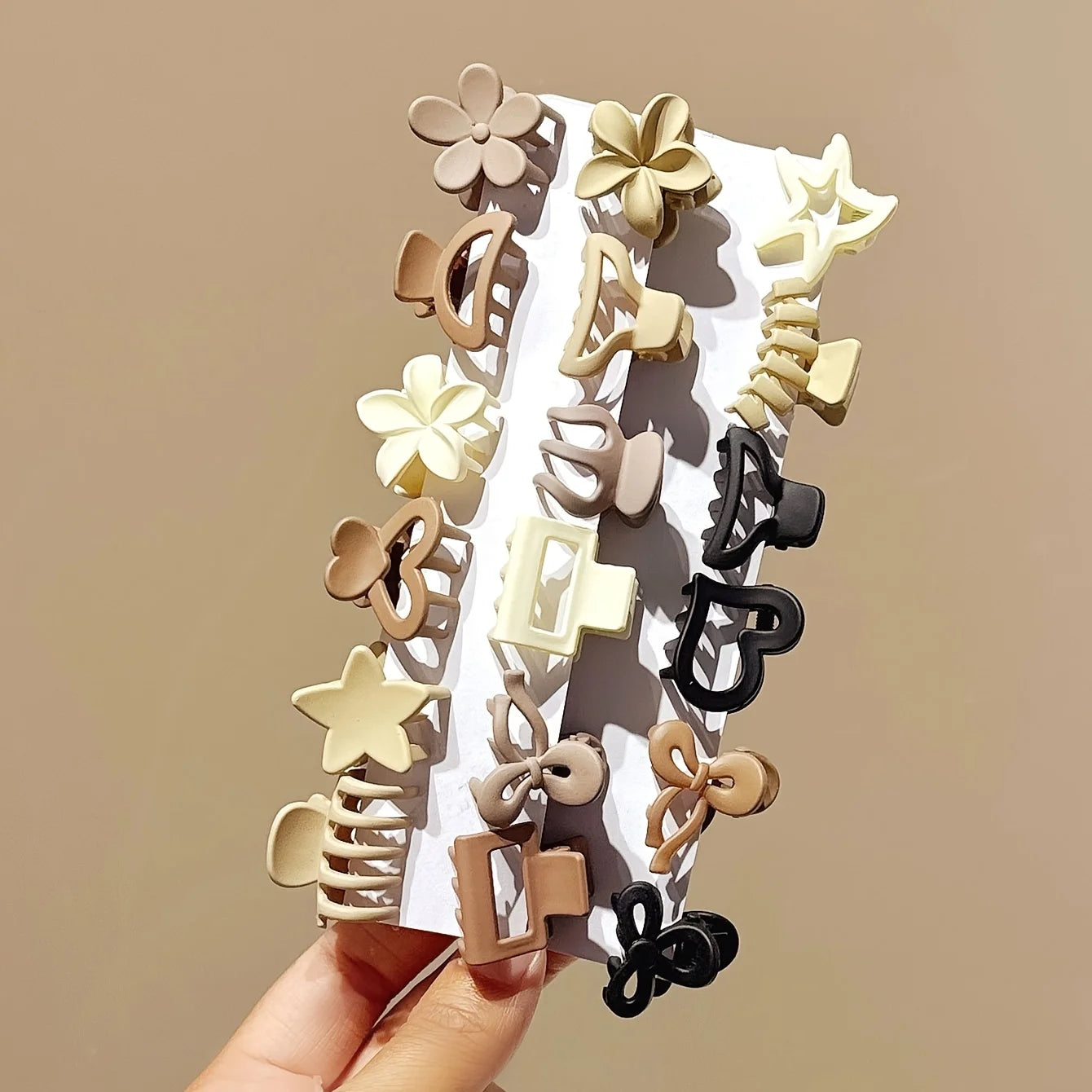 Mini Hair Clips for Girls – Beige Mixed Pack