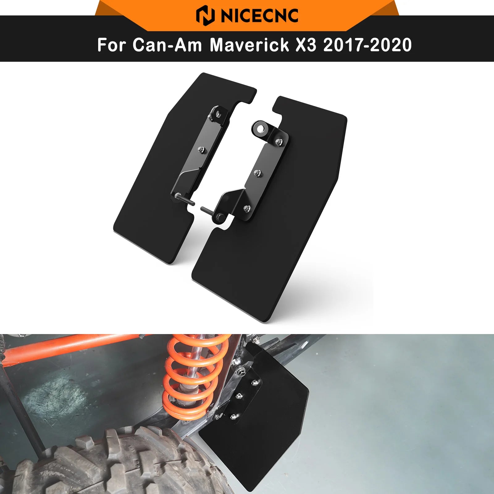 NICECNC Rear Wheel Rock Deflector Kit for Can-Am Maverick X3