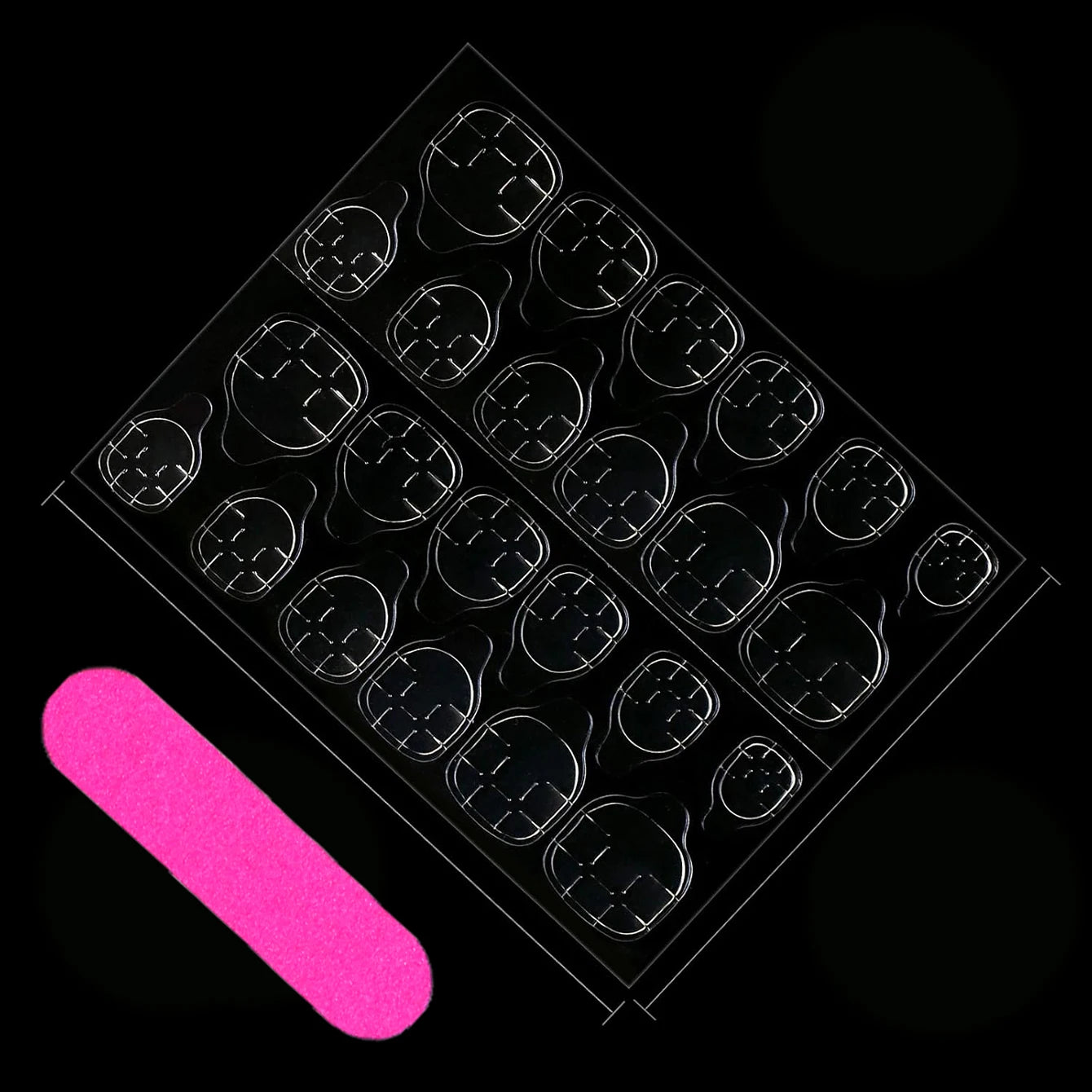 Black French Almond Press-On Nails – 24Pcs Set