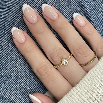 French White Almond Press-On Nails – 24Pcs Set