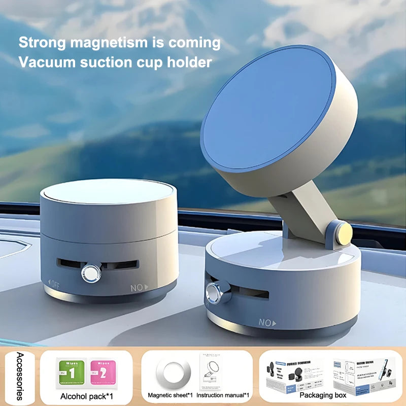 360° Magnetic Vacuum Phone Mount – Car & Desk
