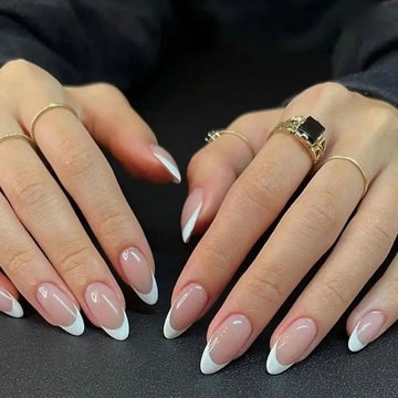 French Almond Press-On Nails – 24Pcs Full Cover Set