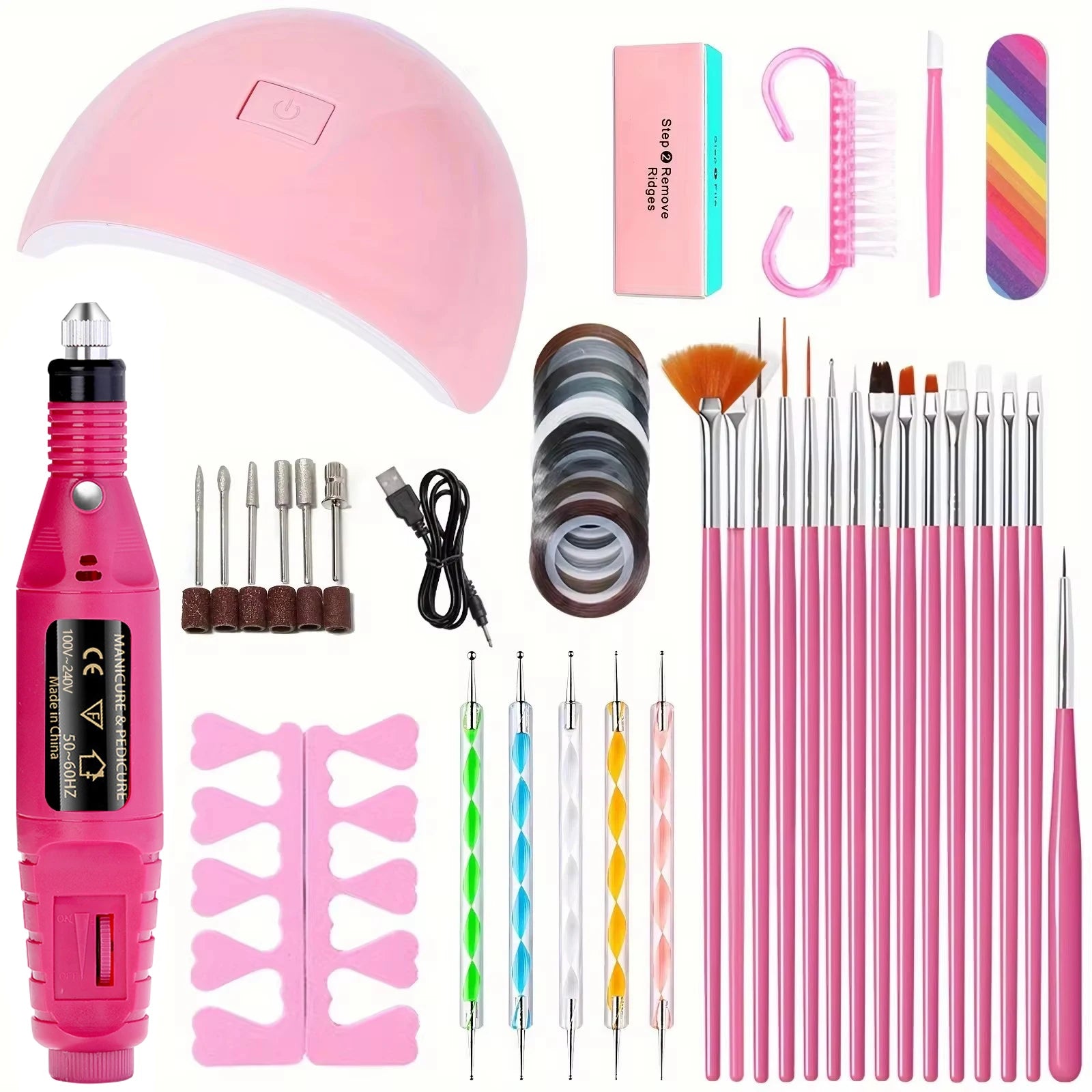 LINMANDA Electric Nail Drill & UV Lamp Starter Kit