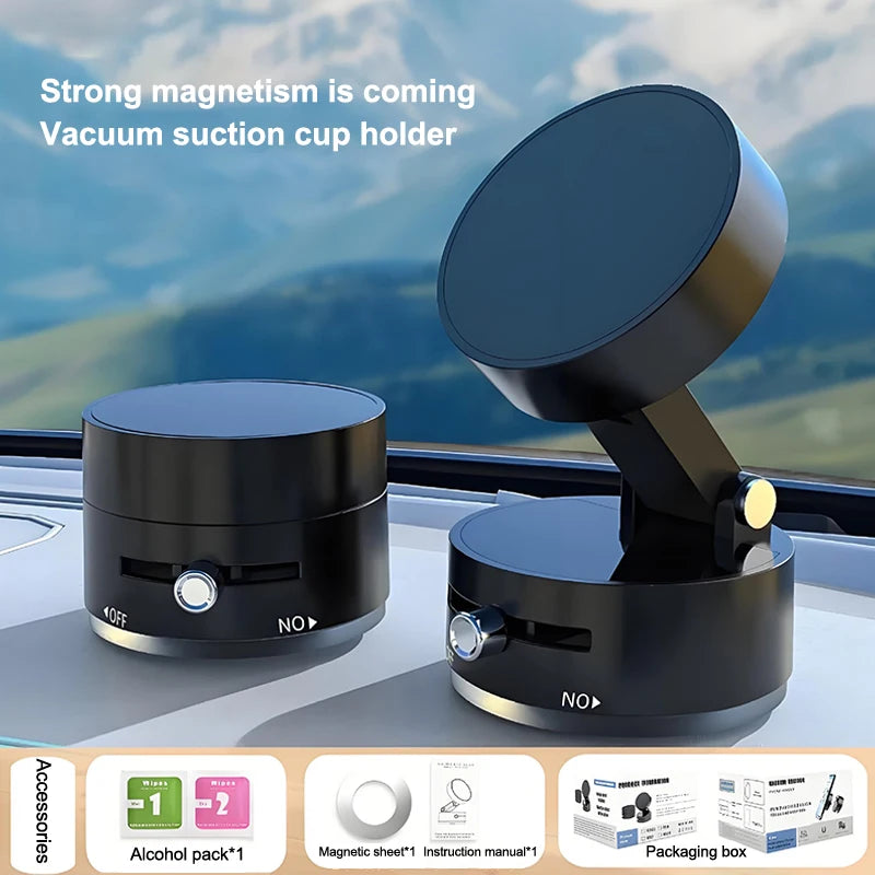 360° Magnetic Vacuum Phone Mount – Car & Desk