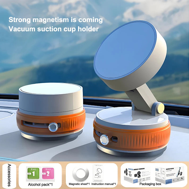 360° Magnetic Vacuum Phone Mount – Car & Desk