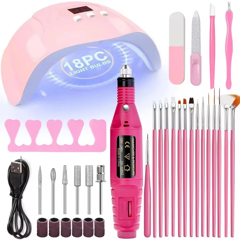 LINMANDA Electric Nail Drill & UV Lamp Starter Kit