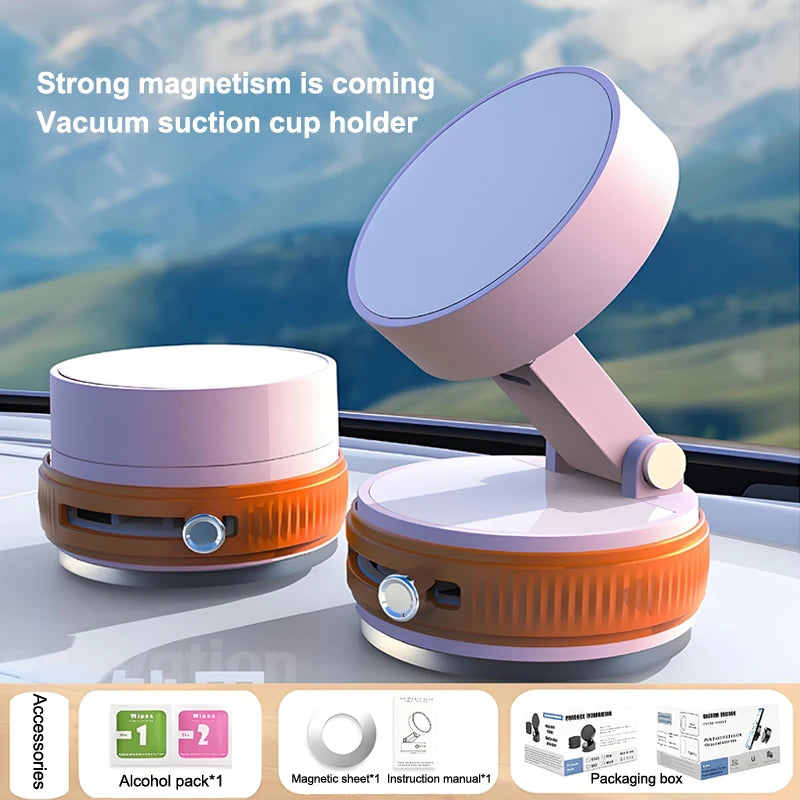 360° Magnetic Vacuum Phone Mount – Car & Desk