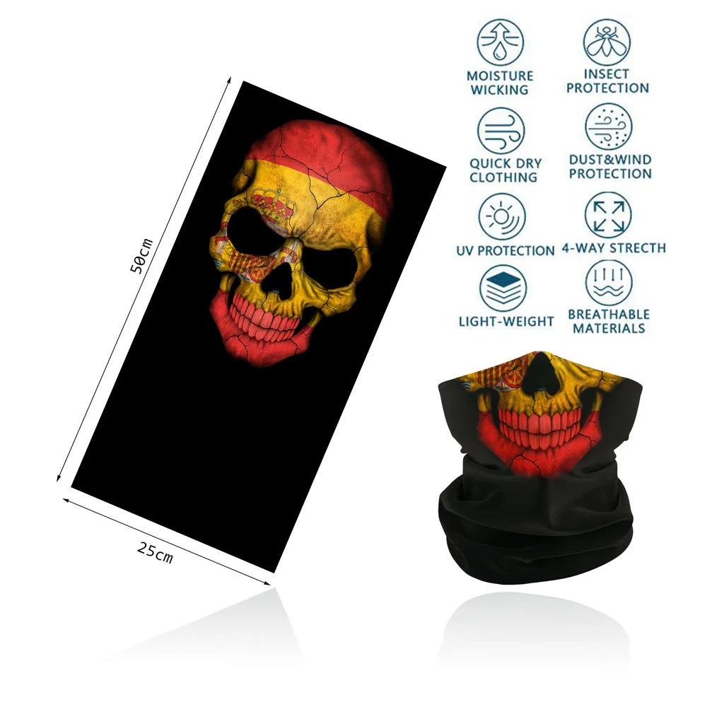 Skull Face Bandana for Cycling Hiking Fishing UV Protection Quickdry Neck Gaiter Men Women Skeleton Printing Headscarf Balaclava