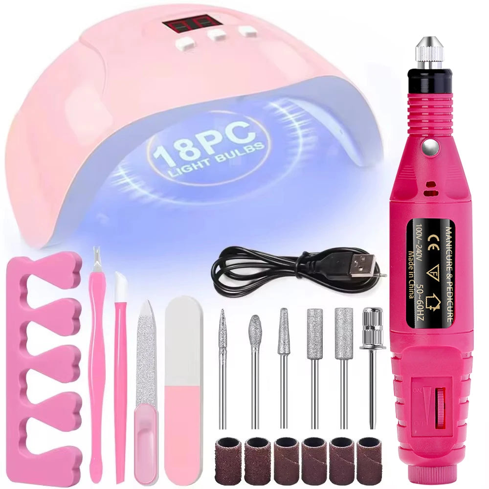 LINMANDA Electric Nail Drill & UV Lamp Starter Kit