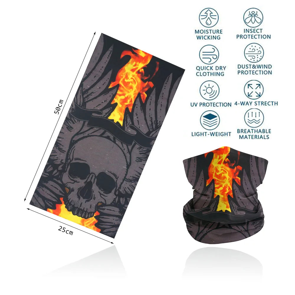 Skull Face Bandana for Cycling Hiking Fishing UV Protection Quickdry Neck Gaiter Men Women Skeleton Printing Headscarf Balaclava