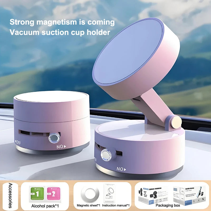 360° Magnetic Vacuum Phone Mount – Car & Desk