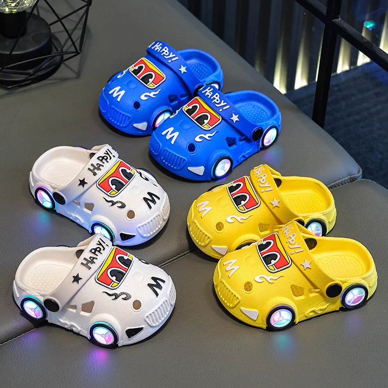 Light-Up Car Wheel Slippers for Kids