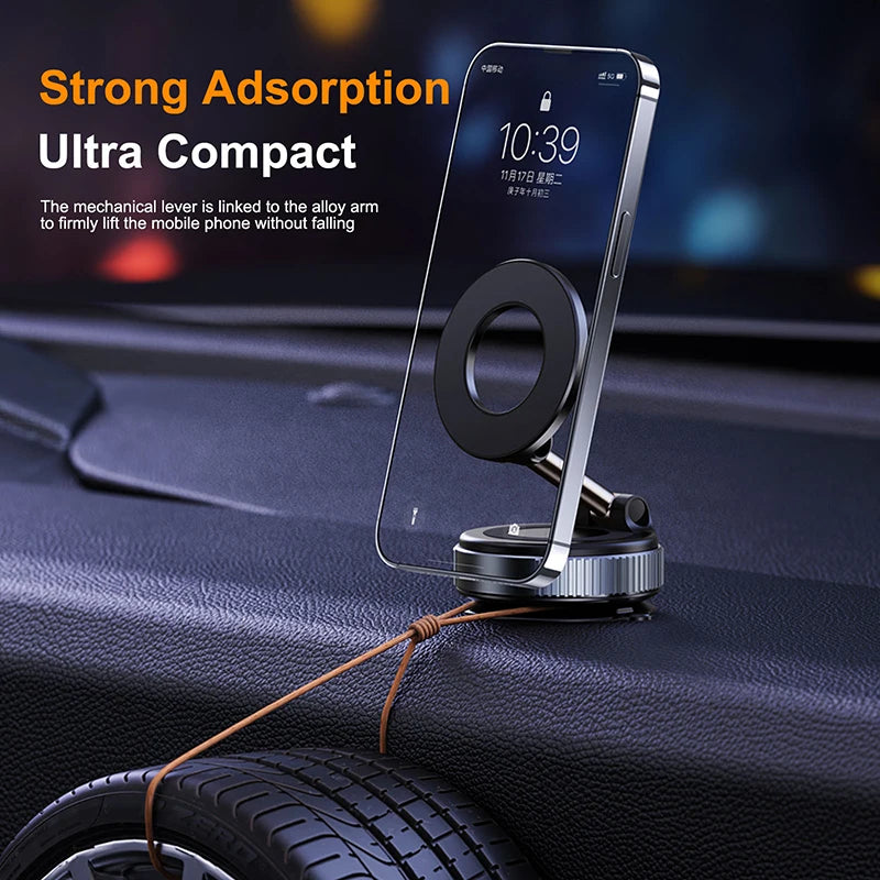 Magnetic Foldable Car Phone Holder – 360° Vacuum Mount