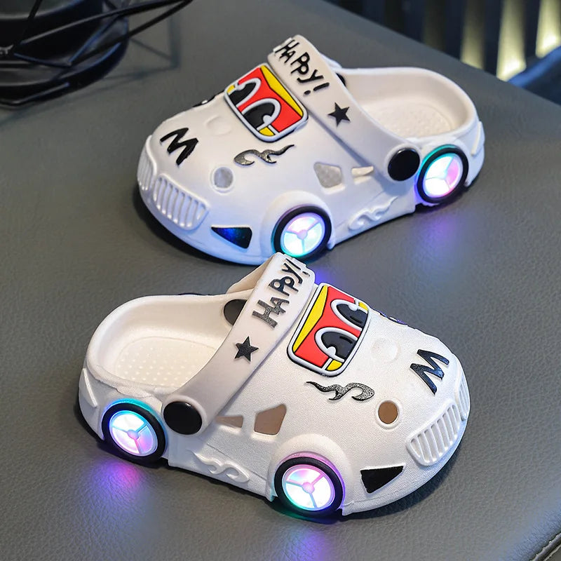 Light-Up Car Wheel Slippers for Kids